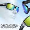 imageKastKing Skidaway Polarized Sport Sunglasses for Men and WomenIdeal for Driving Fishing Cycling and RunningUV ProtectionColor Frame Gloss Black  Lens Brown Base  Chartreuse Mirror