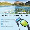 imageKastKing Skidaway Polarized Sport Sunglasses for Men and WomenIdeal for Driving Fishing Cycling and RunningUV ProtectionColor Frame Gloss Black  Lens Brown Base  Chartreuse Mirror