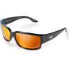 imageKastKing Skidaway Polarized Sport Sunglasses for Men and WomenIdeal for Driving Fishing Cycling and RunningUV ProtectionColor Frame Gloss Black  Lens Amber Base  Scarlet Mirror
