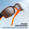 imageKastKing Skidaway Polarized Sport Sunglasses for Men and WomenIdeal for Driving Fishing Cycling and RunningUV ProtectionColor Frame Matte Orange Blackout  Lens Copper Base  White Steel Mirror