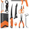 imageKastKing SteelStream 8pc Fishing Tool Kit  Fishing Pliers with Lanyard Fillet Knife Floating Fish Lip Gripper Fishing Braid Scissors Tool Retractor Fishing Hook Remover Bungee Cords
