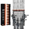 imageKastKing V15 Vertical Fishing Rod Holder  Wall Mounted Fishing Rod Rack Store 15 Rods or Fishing Rod Combos in 1725 Inches Great Fishing Pole Holder and RackB 1 Pack  Black Upgraded Heavy Rod Combo  Store 15 Rods