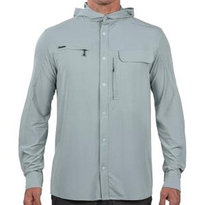 imageKastKing Baxter Pass UPF 50 Long Sleeve Shirt with Hood  Breathable QuickDry 4Way Stretch Multi Design for OutdoorsWeathervane Grey