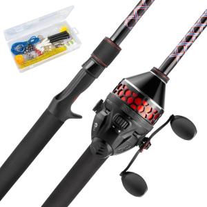 imageKastKing Brutus Fishing Rod and Reel Combo Spinning ampamp SpinCast Combo Custom Tackle Kit PreSpooled Line Brute Tuff 2Pc Blanks Stainless Steel Guide EVA Handles Custom Graphite Reel SeatSpin Cast 66 M 30 Reel Tackle Kit