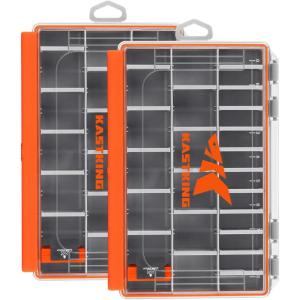 imageKastKing HyperSeal Waterproof Fishing Tackle Box Waterproof 3600 and 3700 Tackle Trays Organizer with Removable Dividers Lure Box and Terminal Tackle Storage3600 2 Packs