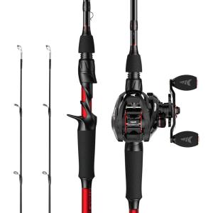 imageKastKing Royale Legend II Twin Tip Fishing Rod and Reel Combos Spinning ampamp Casting Combo IM6 Graphite 2Pc Blanks Extra Backup Tip Section StainlessSteel Guides KastFlex Technology EVA HandlesCast70 Mh Twintips Rod  Right Handed