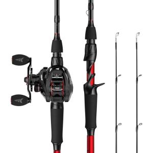 imageKastKing Royale Legend II Twin Tip Fishing Rod and Reel Combos Spinning ampamp Casting Combo IM6 Graphite 2Pc Blanks Extra Backup Tip Section StainlessSteel Guides KastFlex Technology EVA HandlesCast70 Mh Twintips Rod  Left Handed