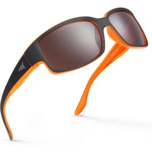 imageKastKing Skidaway Polarized Sport Sunglasses for Men and WomenIdeal for Driving Fishing Cycling and RunningUV ProtectionColor Frame Matte Orange Blackout  Lens Copper Base  White Steel Mirror