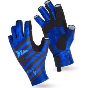 imageKastKing Sol Armis Sun Gloves UPF50 Fishing Gloves UV Protection Sun Protection for Outdoor Kayaking RowingE Blue Patriot