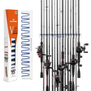 imageKastKing V15 Vertical Fishing Rod Holder  Wall Mounted Fishing Rod Rack Store 15 Rods or Fishing Rod Combos in 1725 Inches Great Fishing Pole Holder and RackC 1 Pack  WhiteStore 15 rods