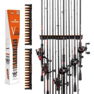 imageKastKing V15 Vertical Fishing Rod Holder  Wall Mounted Fishing Rod Rack Store 15 Rods or Fishing Rod Combos in 1725 Inches Great Fishing Pole Holder and RackA 2 Pack  Black Store 30 rods