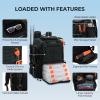 imageKastKing Bait Boss Fishing Tackle Backpack with Rod Holders4 Tackle BoxesRain Cover4543L Large Storage for Fishing GearE Black Aluminum Back Support System