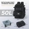 imageKastKing BaitSpace 50L Fishing Tackle Backpack with Removable Bait Binder2 Rod Holders Storage Fishing Gear and EquipmentG Black With 4 3600 Tackle Boxes