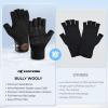 imageKastKing Bully Wooly Fingerless Wool Fishing Gloves Cold Weather Warm Glove for Ice Fishing Winter Gloves for Women ampamp MenBlack