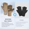 imageKastKing Bully Wooly Fingerless Wool Fishing Gloves Cold Weather Warm Glove for Ice Fishing Winter Gloves for Women ampamp MenKhaki