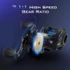 imageKastKing Centron Lite Baitcasting Fishing Reel  Lightweight Glass Fiber Infused Nylon Frame  76 OZ  5  1 AntiReverse Ball Bearings 711 HighSpeed Gear Ratio Fishing Reel with Compact DesignBBlackRight711
