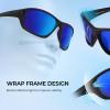 imageKastKing Dugan Polarized Sport Sunglasses for Men and Women Ideal for Driving Fishing Cycling Running UV ProtectionFrame Matte BlackLens Smoke  Cobalt  Blue Mirror