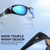 imageKastKing Raccoon Polarized Sport Sunglasses for Men and Women Wide Temple Wrap Ideal for Driving Fishing Cycling RunningC Gloss Tal Light Gray Frame  Smokeblue Ocean Mirror