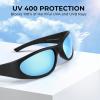 imageKastKing Raccoon Polarized Sport Sunglasses for Men and Women Wide Temple Wrap Ideal for Driving Fishing Cycling RunningDmatt Black Frame  Smokeice Blue Mirror