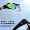 imageKastKing Raccoon Polarized Sport Sunglasses for Men and Women Wide Temple Wrap Ideal for Driving Fishing Cycling RunningEgloss Black Frame  Brownchartreuse Mirror