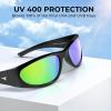 imageKastKing Raccoon Polarized Sport Sunglasses for Men and Women Wide Temple Wrap Ideal for Driving Fishing Cycling RunningEgloss Black Frame  Brownchartreuse Mirror