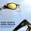 imageKastKing Raccoon Polarized Sport Sunglasses for Men and Women Wide Temple Wrap Ideal for Driving Fishing Cycling RunningH Gloss Demi Frame  Browngolden Bronze Mirror