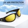 imageKastKing Raccoon Polarized Sport Sunglasses for Men and Women Wide Temple Wrap Ideal for Driving Fishing Cycling RunningH Gloss Demi Frame  Browngolden Bronze Mirror