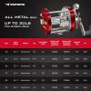 imageKastKing Rover Round Baitcasting Fishing Reel Perfect Conventional Reel for Catfish SalmonSteelhead Striper Bass and Inshore Saltwater Fishing Reel Reinforced Metal BodyRed