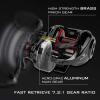 imageKastKing Spartacus II Baitcasting Fishing Reel 6oz Ultralight Baitcaster Reel Super Smooth with 176 LB Carbon Fiber Drag 721 Gear Ratio 39mm Palm Perfect Lower Profile DesignCRightBlack Rhino721