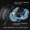 imageKastKing Spartacus II Baitcasting Fishing Reel 6oz Ultralight Baitcaster Reel Super Smooth with 176 LB Carbon Fiber Drag 721 Gear Ratio 39mm Palm Perfect Lower Profile DesignBLeftSpindrift721