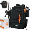 imageKastKing Bait Boss Fishing Tackle Backpack with Rod Holders4 Tackle BoxesRain Cover4543L Large Storage for Fishing GearE Black Aluminum Back Support System