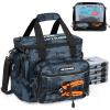 imageKastKing BaitSpace Fishing Tackle Bag With 4 Tackle Boxes ampamp Removable Bait Binder WaterResistant Tackle Storage Durable Fishing Gear Adjustable Shoulder StrapC Blue Camo