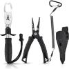 imageKastKing Fishing Pliers Fish Lip Gripper or Fish Scale Combo Saltwater Resistant Fishing Tools Fishing Gear with Rubber Handle Lanyard Line Cutter Hook Remover with Sheath Ice Fishing Gift MenI7 Split Ring Plier ComboBlack