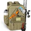 imageKastKing KarryAll KastMate Fishing Tackle BackpackWaterResistant Tackle Bag With 2 Rod HoldersFishing Gear and Equipment With Large Gear StorageBlackC Khaki