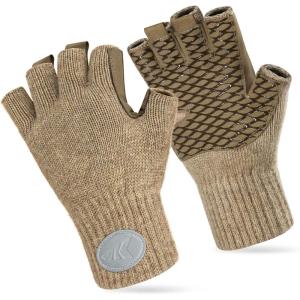 imageKastKing Bully Wooly Fingerless Wool Fishing Gloves Cold Weather Warm Glove for Ice Fishing Winter Gloves for Women ampamp MenKhaki