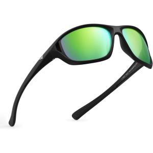imageKastKing Dugan Polarized Sport Sunglasses for Men and Women Ideal for Driving Fishing Cycling Running UV ProtectionFrameblack Lens Brown  Green Mirror