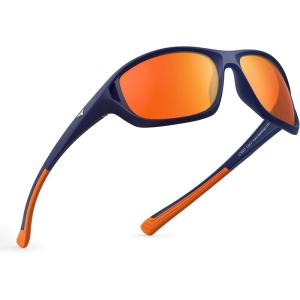 imageKastKing Dugan Polarized Sport Sunglasses for Men and Women Ideal for Driving Fishing Cycling Running UV ProtectionFrameblueLenscopper  Orange Mirror
