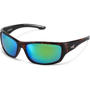 imageKastKing Ellijay Bifocal Polarized Sunglasses BiFocal x15 x20 x25 Magnifications Wrap Sport Reader SunglassesGloss Demi Frame  Brown  Chartreuse Mirror