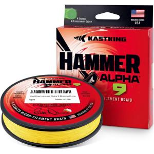 imageKastKing Hammer Alpha 9 UHMWPE Braided Fishing Line  Made in The USA Strong and Smooth Round 9Carrier Colorfast Braided Fishing Line Perfect for Most Fishing Reel and Finesse ApplicationsYELLOW