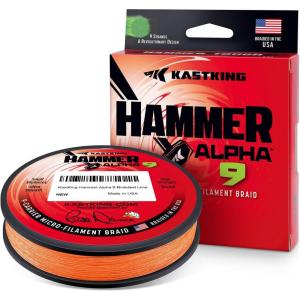 imageKastKing Hammer Alpha 9 UHMWPE Braided Fishing Line  Made in The USA Strong and Smooth Round 9Carrier Colorfast Braided Fishing Line Perfect for Most Fishing Reel and Finesse ApplicationsORANGE
