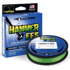 imageKastKing Hammer FFS Neutral Density UHMWPE Braided Fishing Line Unique 9Carrier MicroFilament Round Braid Colorfast Super Smooth Ultra Small Finesse DiametersNeon Green