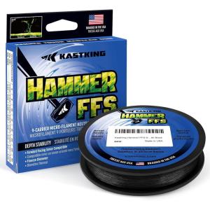 imageKastKing Hammer FFS Neutral Density UHMWPE Braided Fishing Line Unique 9Carrier MicroFilament Round Braid Colorfast Super Smooth Ultra Small Finesse DiametersStealth Black