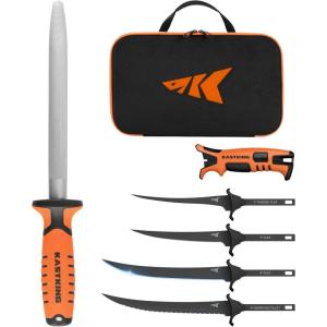 imageKastKing Interchangeable 3Blade Fillet Knife Kit Stainless Blades Ergonomic Handle Saltwater Resistant Includes CaseB4 Blades