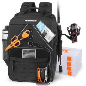 imageKastKing KarryAll Fishing Tackle Backpack with Rod Holder 4 Tackle Boxes4026L Tackle Bag Storage Fishing Gear and EquipmentD Medium 26 L  Black