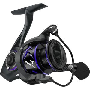 imageKastKing MegaJaws Elite Spinning Fishing Reel  621521 Gear Ratio Fishing Reel 395Lbs Max Drag Ultra Lightweight ampamp Powerful 101 Stainless BB for SaltwaterFreshwater Aerodynamic Reel RotorBPurpleMegaJaws EliteAluminum Alloy