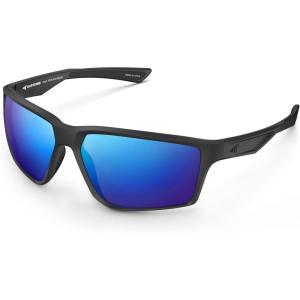 imageKastKing Osage Polarized Sport Sunglasses for Men and Women Ideal for Driving Fishing Cycling Running UV ProtectionFrame Matte Black Lens Smoke  Cobalt Blue Mirror