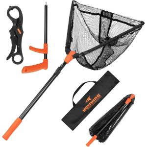imageKastKing Pontus Fishing Net Foldable ampamp Lightweight Landing Net with Built in Length Scale Strength Aluminum Handle Fishing Gear and Gift for MenNet Combo Hoop Size 23extendable