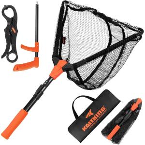 imageKastKing Pontus Fishing Net Foldable ampamp Lightweight Landing Net with Built in Length Scale Strength Aluminum Handle Fishing Gear and Gift for MenNet Combo Hoop Size 18extendable