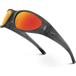 imageKastKing Raccoon Polarized Sport Sunglasses for Men and Women Wide Temple Wrap Ideal for Driving Fishing Cycling RunningGmatte Smoke Crystal Frame  Copperburgundy Mirror