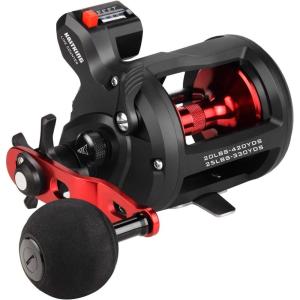 imageKastKing ReKon Round Baitcasting Fishing Reel Saltwater Inshore Surf Trolling Reel Up to 30LBS Powerful Max Drag Conventional Reel for Catfish Musky Bass Durable Graphite Frame for SaltwaterB Line Counter Size20 Left Handed